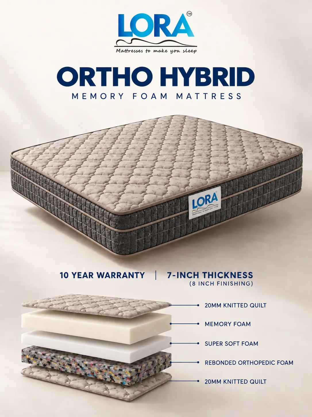 Taupe and charcoal quilted mattress